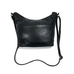 Margot Black Leather Crossbody Bag Women’s Adjustable Strap Zip Pockets Purse